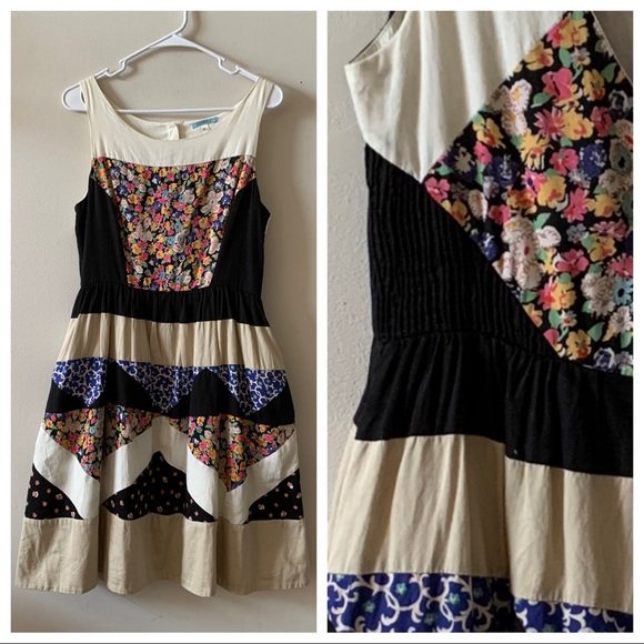 Anthropologie patchwork quilt full skirt dress (gg - Picture 2 of 10